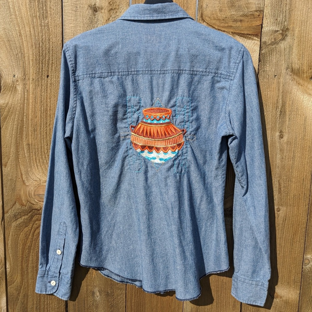 VTG Ralph Lauren Polo Jeans Co Southwest Embroidered Jean Shirt Women M Western